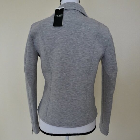Ralph Lauren Zip Front Jacket Women's Size M Gray Knit Casual Moto Style - Picture 6 of 9